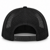 Rear view of TRLT Richardson 112 black mesh trucker hat with snapback closure
