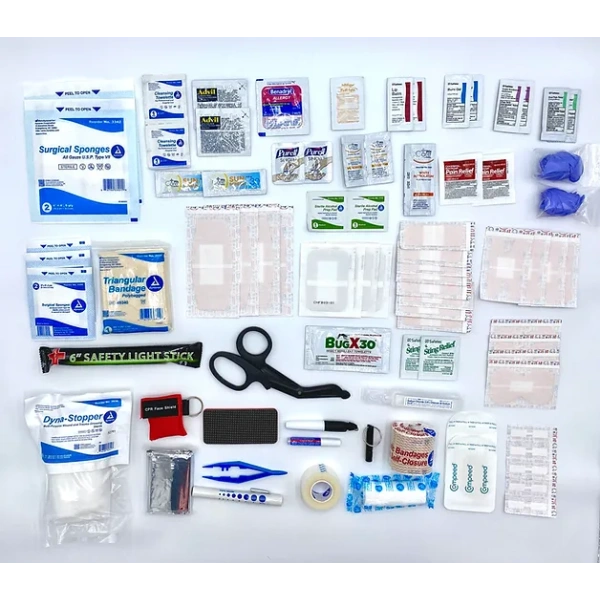 Wilderness First Aid Kit contents laid out for display