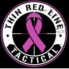 Thin Red Line Tactical circular logo with a pink breast cancer awareness ribbon