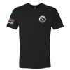 Front of a black Thin Red Line Tactical T-shirt with small chest logo