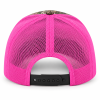 Rear view of neon pink mesh and adjustable black snapback on the TRLT hat