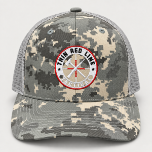 TRLT Richardson 112PFP digital camo gray trucker hat front view