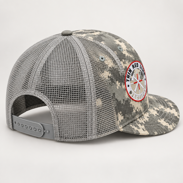 TRLT Richardson 112PFP digital camo gray trucker hat angled view