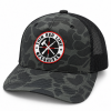 Left angled view of TRLT Richardson 112PFP Sable Duck and black trucker hat